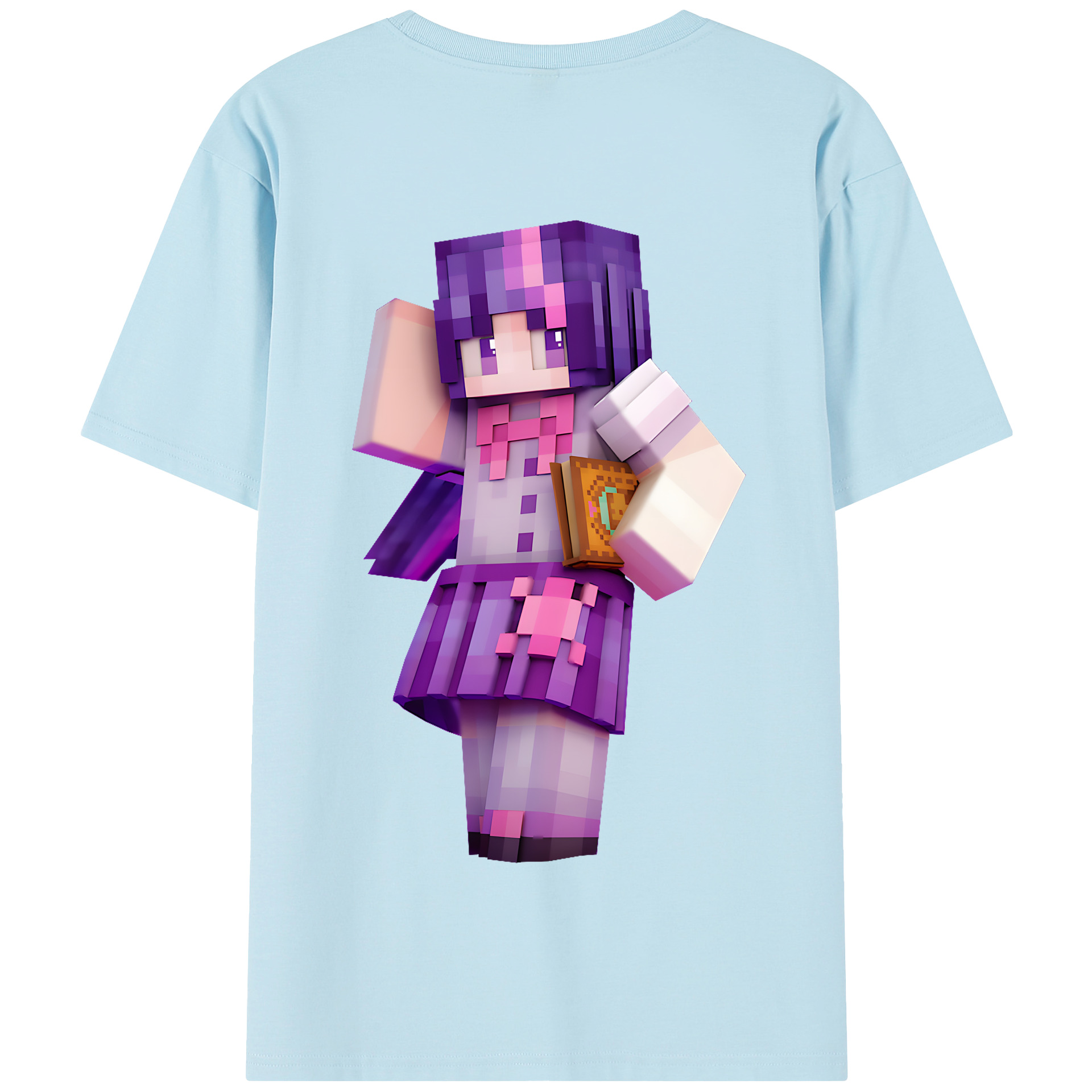（画像用） マインクラフト ブロックの世界 Minecraft MC Block world 綿100％半袖Tシャツ（背面プリント）